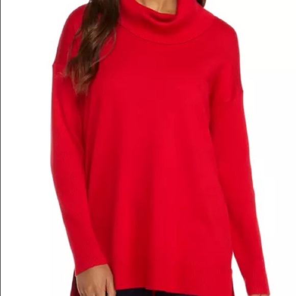 ✨New Directions: Weekend - Women's Red Drop Shoulder Cowl Neck Sweater✨ - Picture 1 of 7